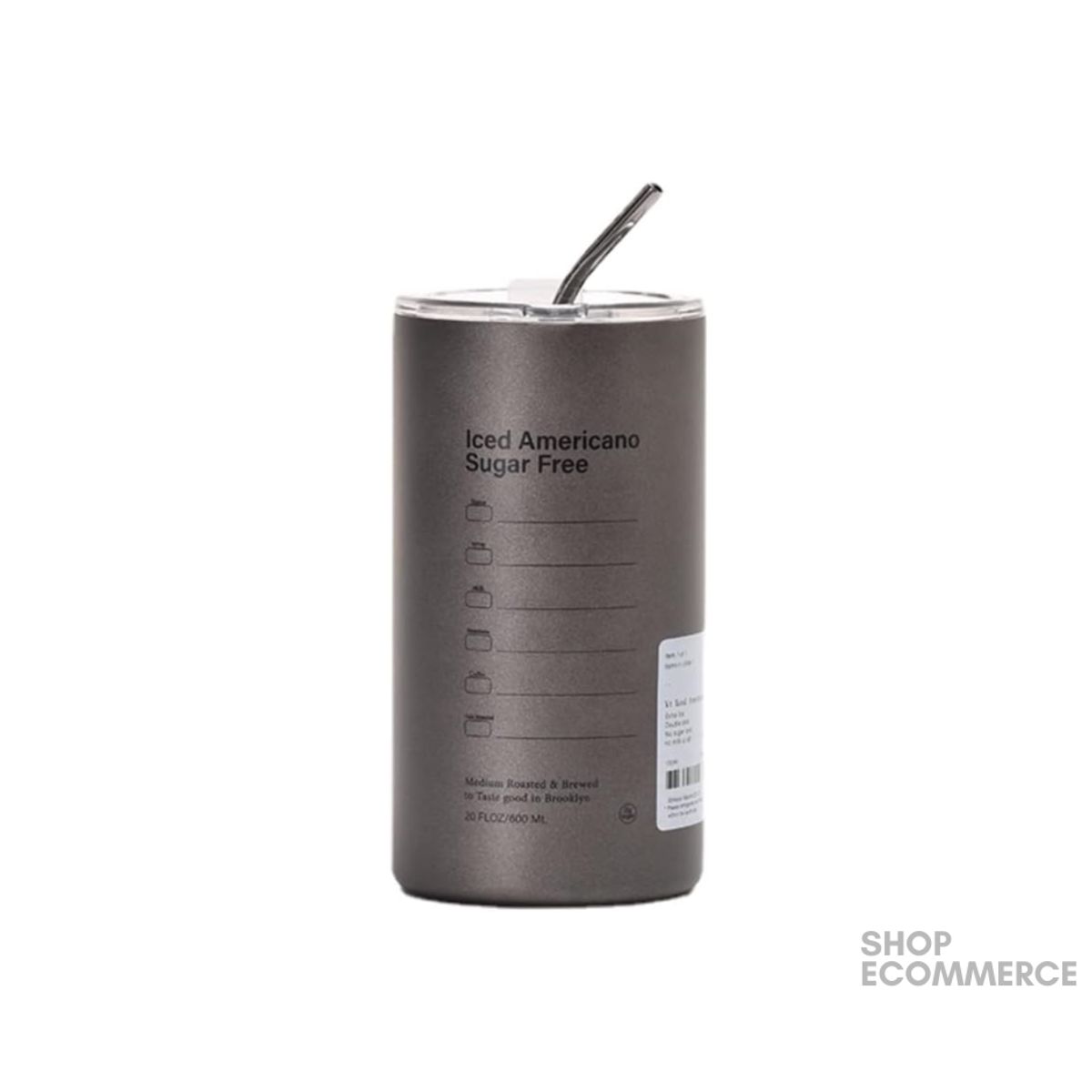 GENERICO - Taza de acero inoxidable con pajita 600ml