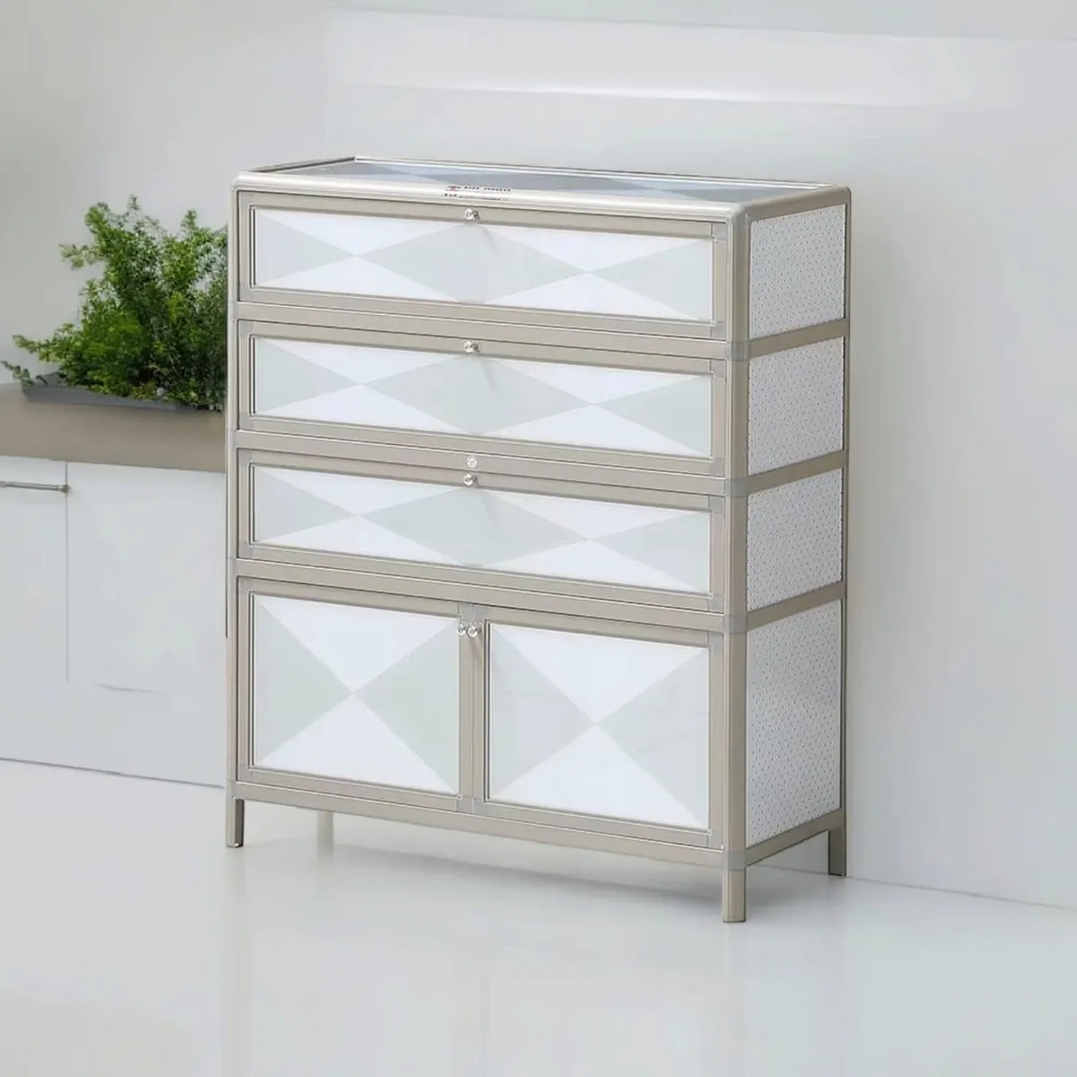 MIN CITY HOME - Zapatera de aluminio y vidrio