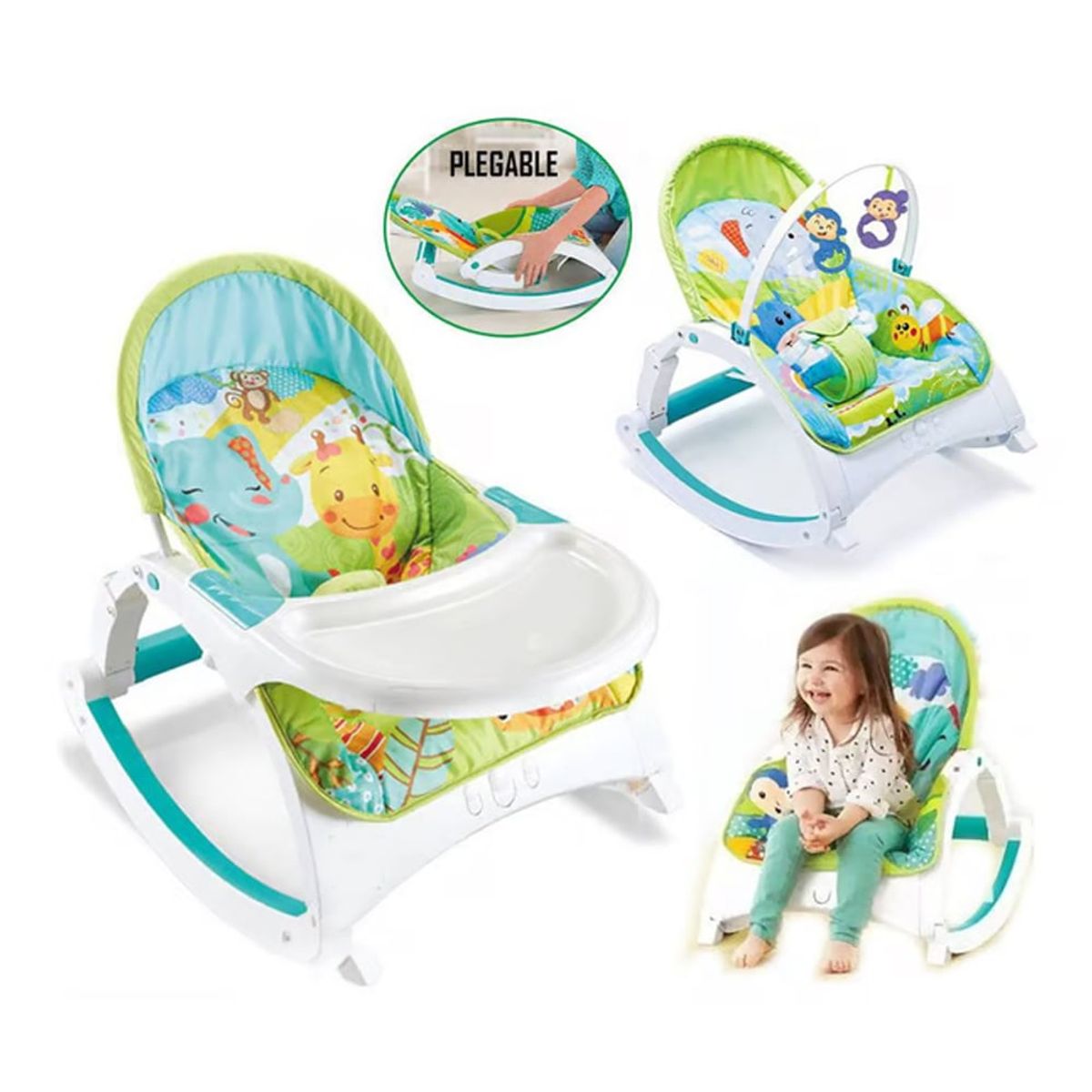 IDEAL - Silla de comer mecedora 3 en 1 con vibrador