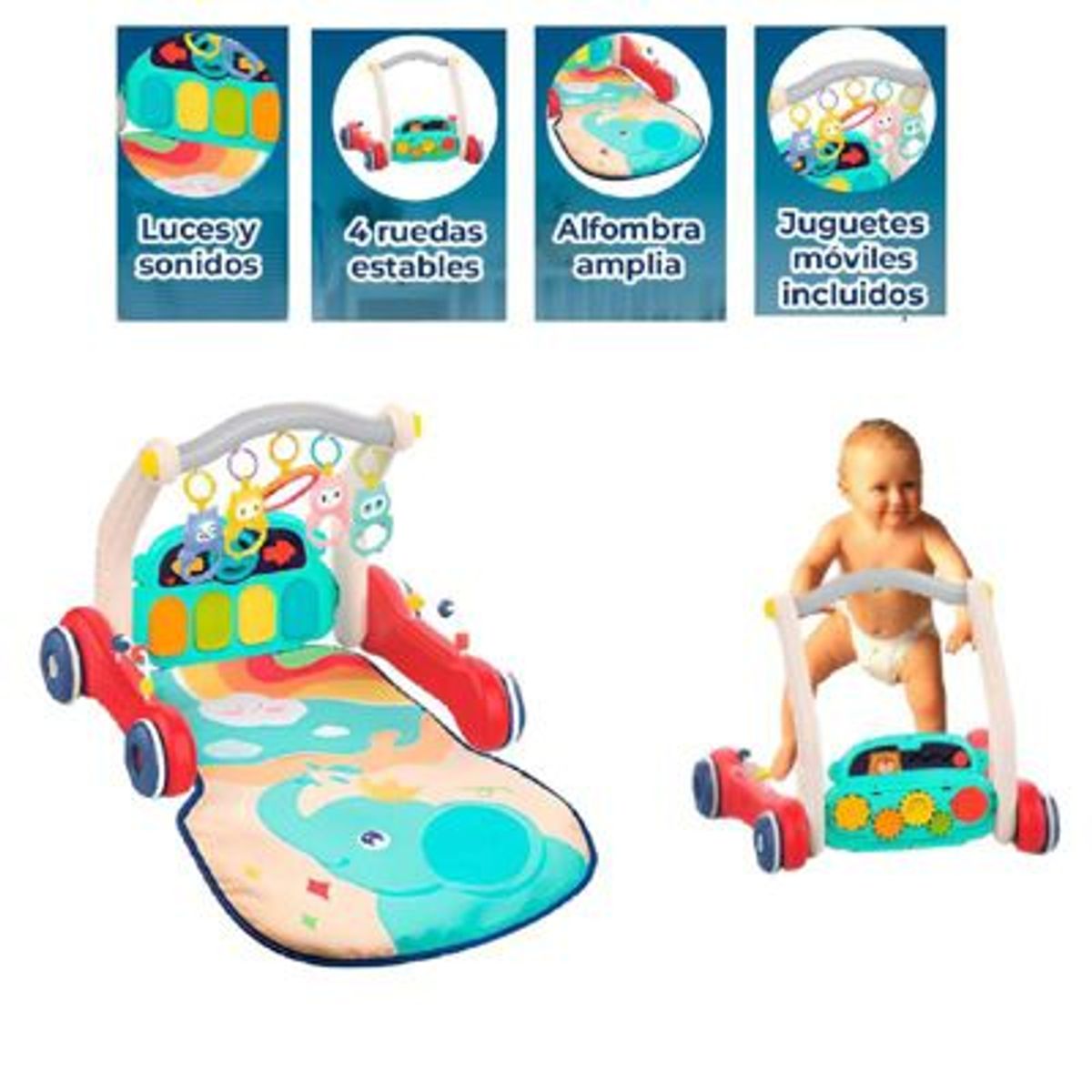 HUANGER - Gimnasio Andador para bebes 2 en 1-Azul