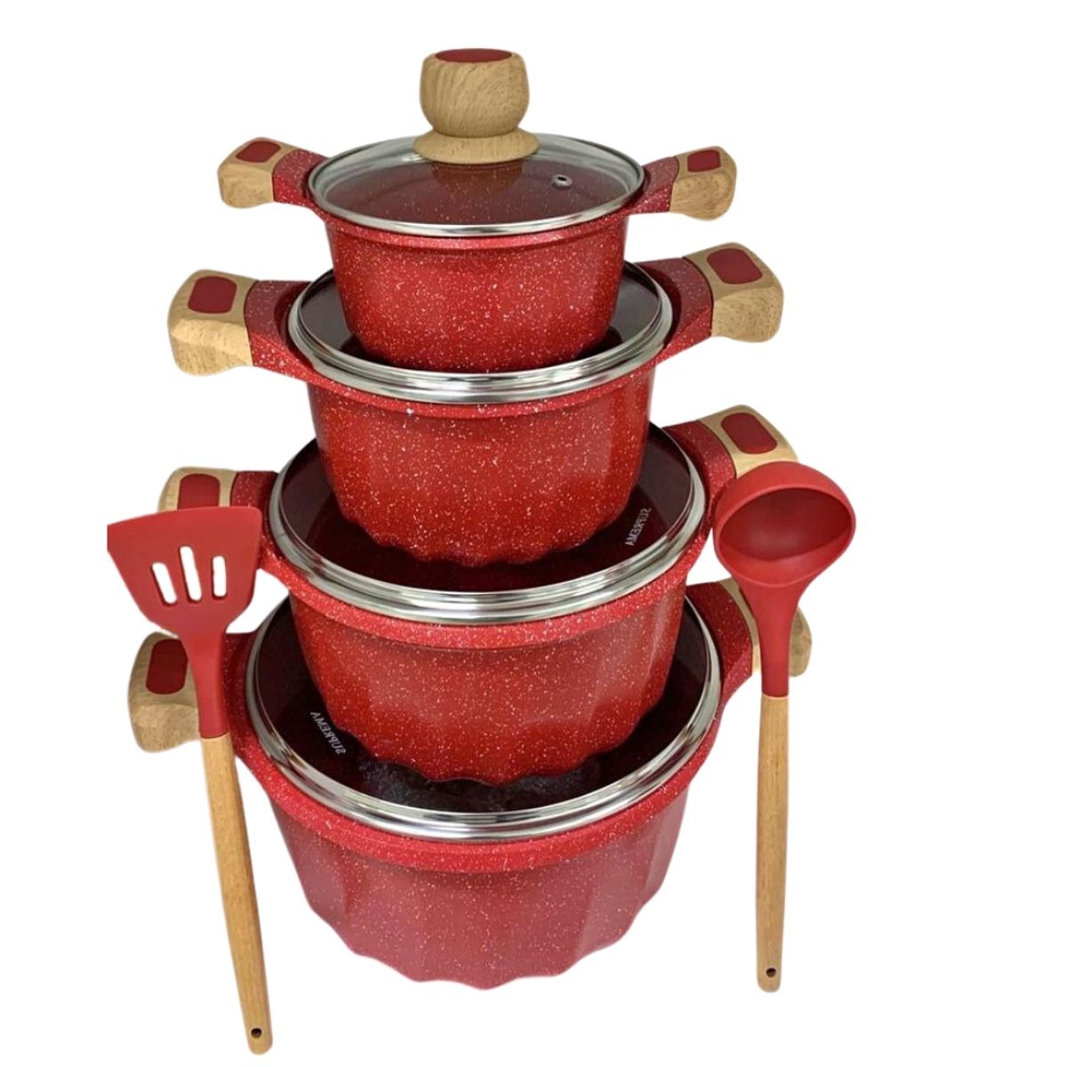 PENTHA - Juego de Ollas Antiadherentes MGC de 10 Pcs Color Rojo