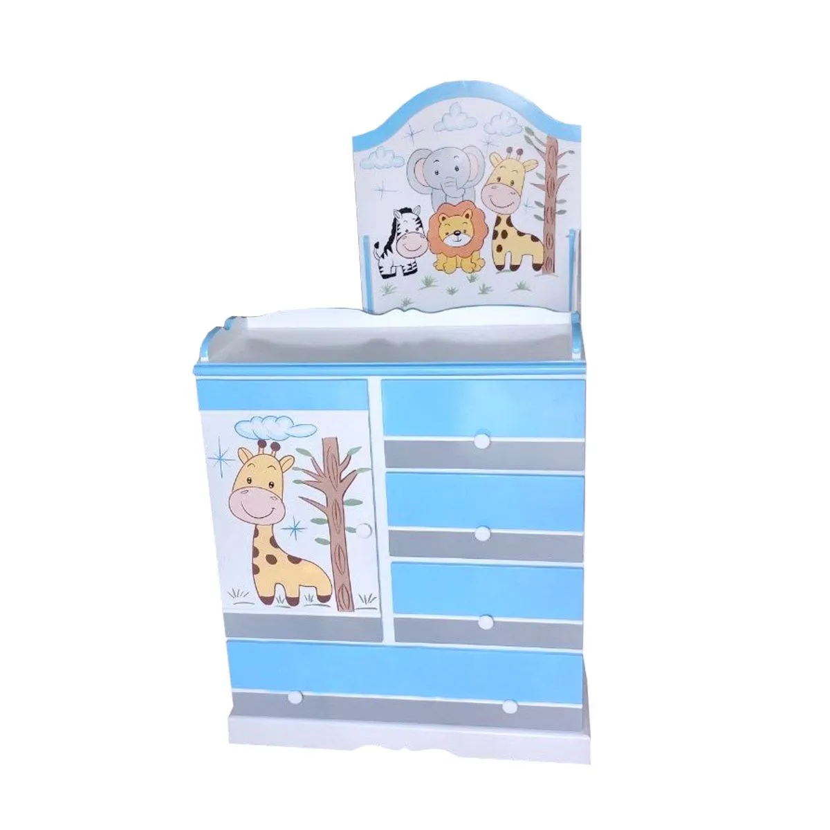 GENERICO - multicuna cuna safari gris con celeste