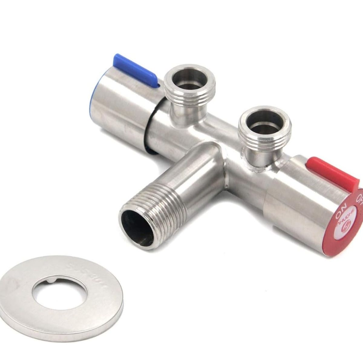 APACHE - Válvula Angular Doble para Bide o ducha telefono Acero Mate SS201