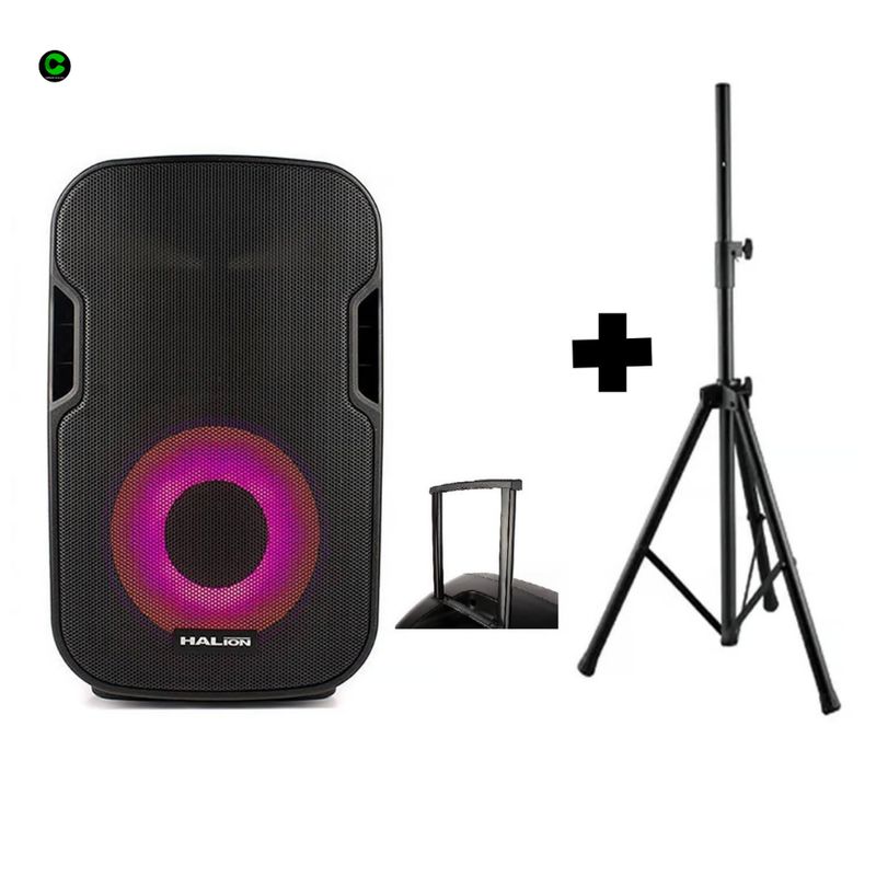 HALION - Parlante activo Halion 15 PHA-15mb ALT 1000 W- Negro + TRIPODE