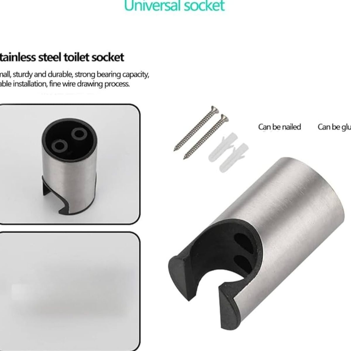 GENERICO - Soporte Repuesto Ducha de Mano teléfono o Bidé Acero Mate