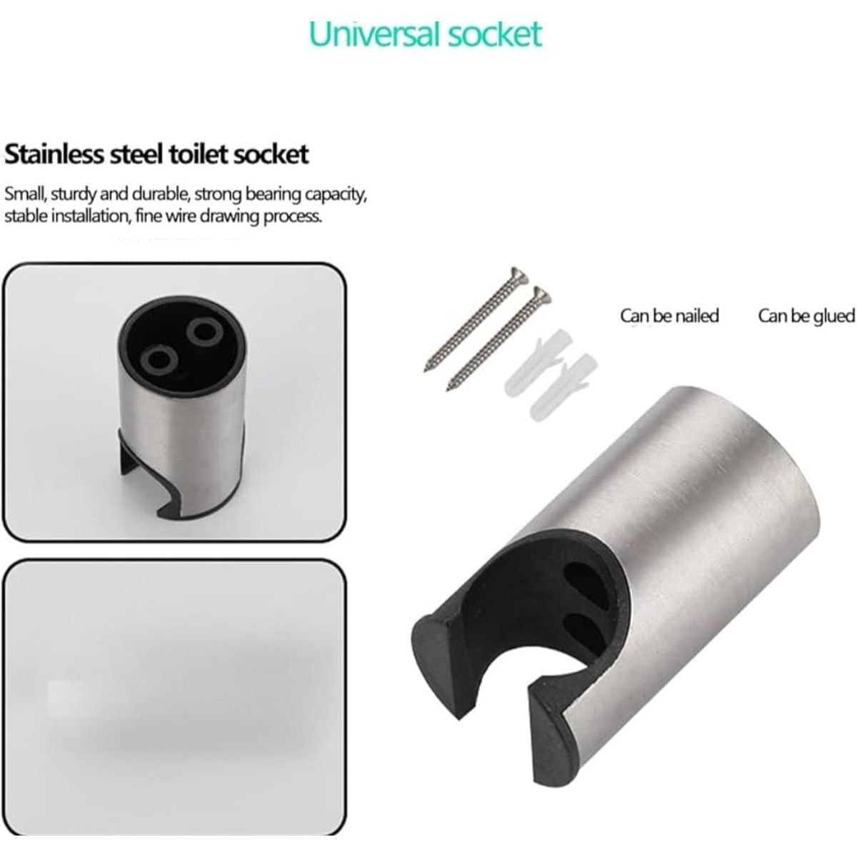 GENERICO - Soporte Repuesto Ducha de Mano teléfono o Bidé Acero Mate