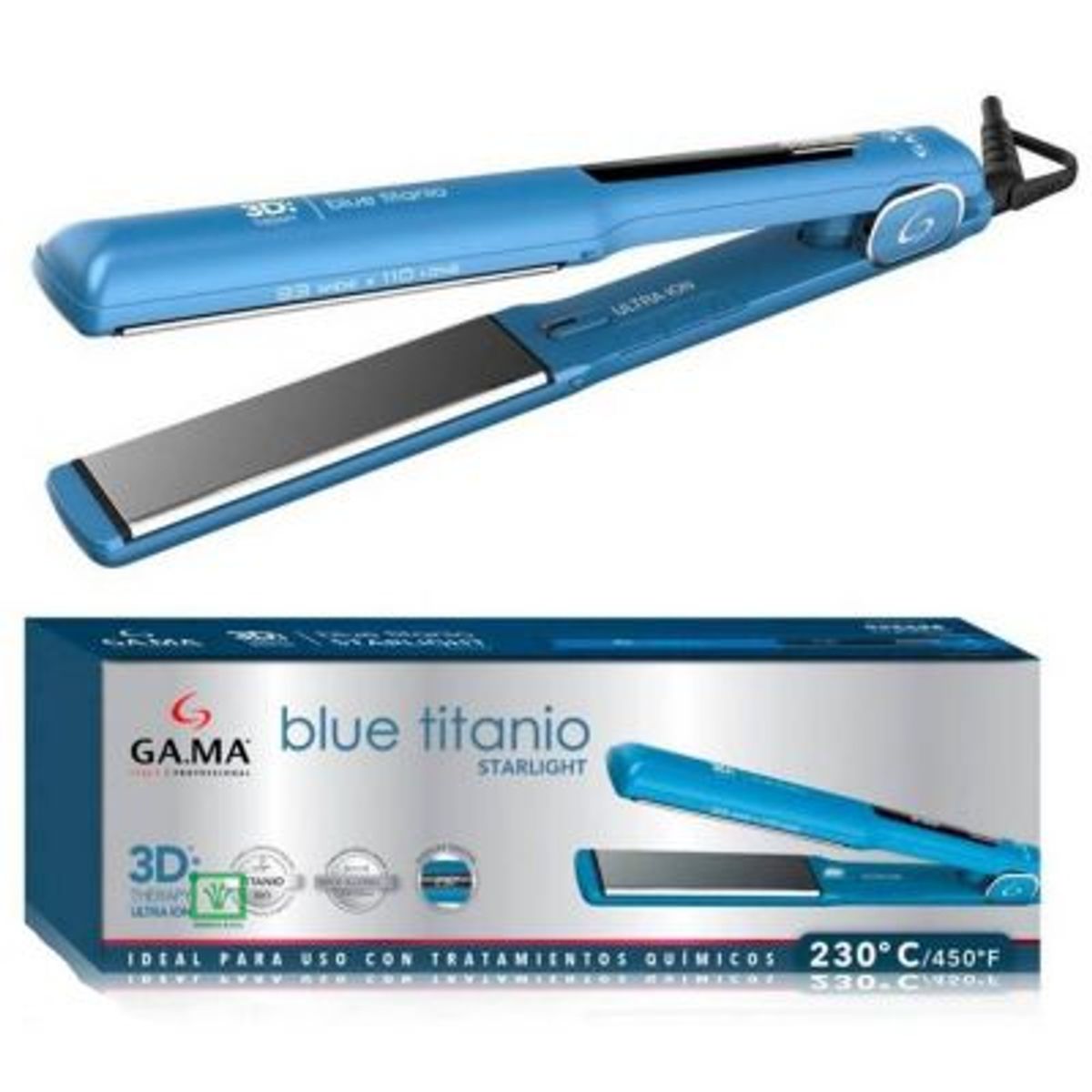 GAMA - Plancha Alisadora Blue Titanio Starlight 3D Ultra Therapy ION-DIGITAL