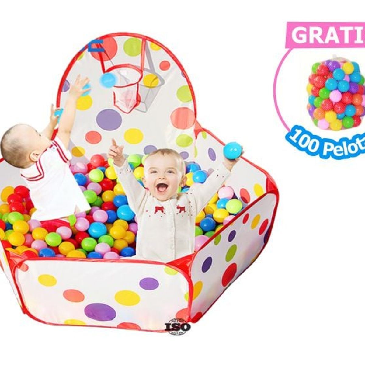IMPORTADO MC - Piscina Plegable con Cesta de Tiro y 100 Pelotas de Regalo
