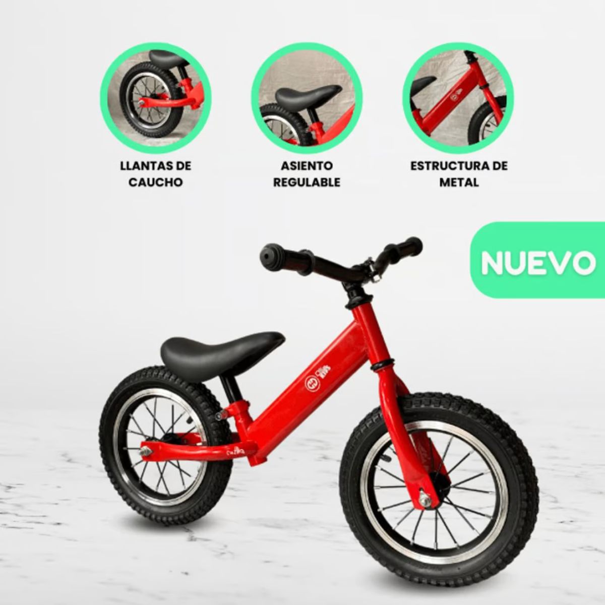 OLLIE - Bicicleta de equilibrio Aro 12 PVC «EQUILIBRIO» Rojo