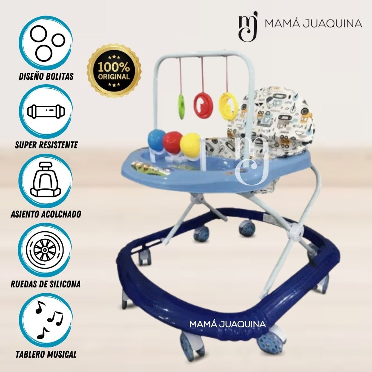 BABY HAPPY - Andador Para Bebé Baby Happy «BOLITAS II» Ligth Blue