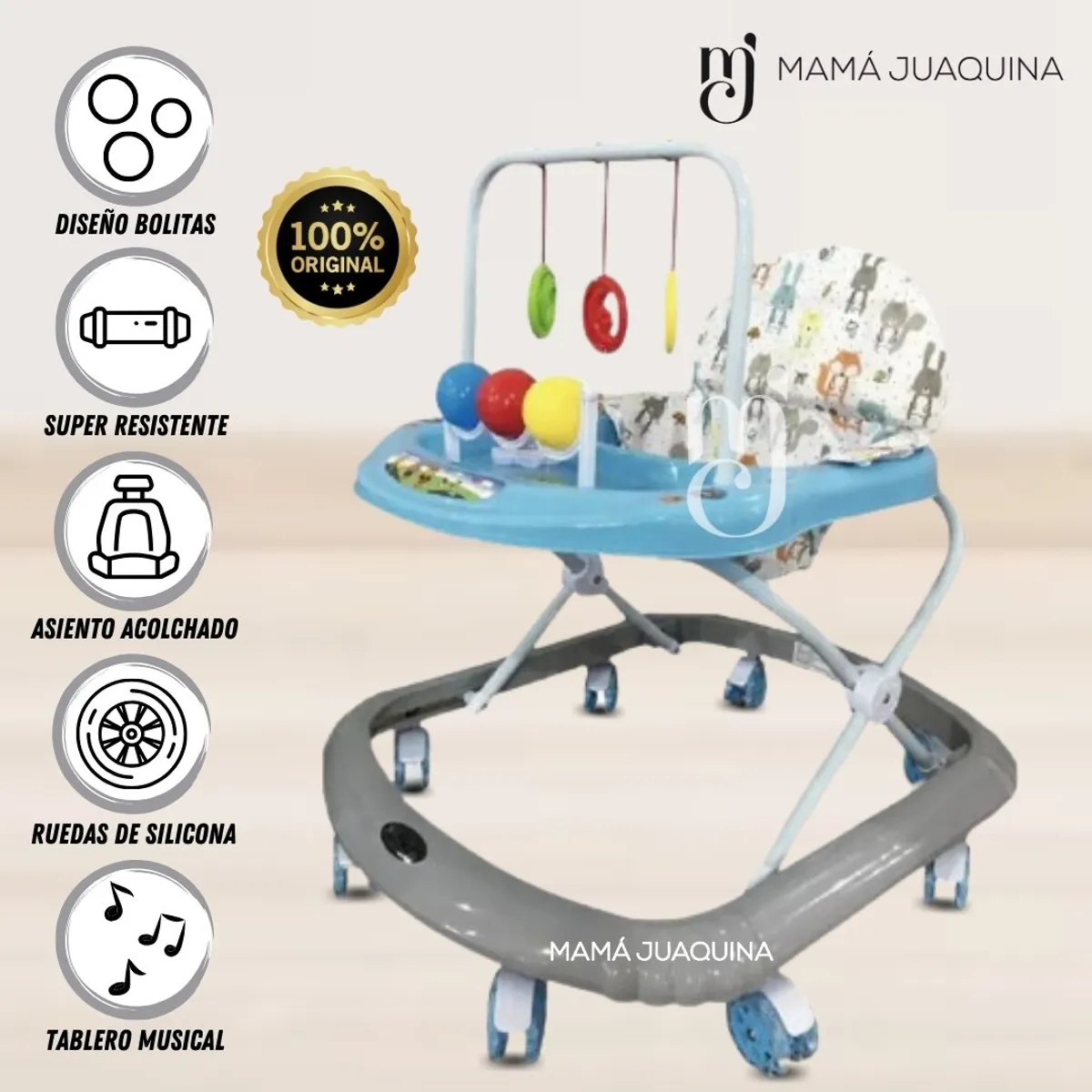 BABY HAPPY - Andador Para Bebé Baby Happy «BOLITAS II» Gray