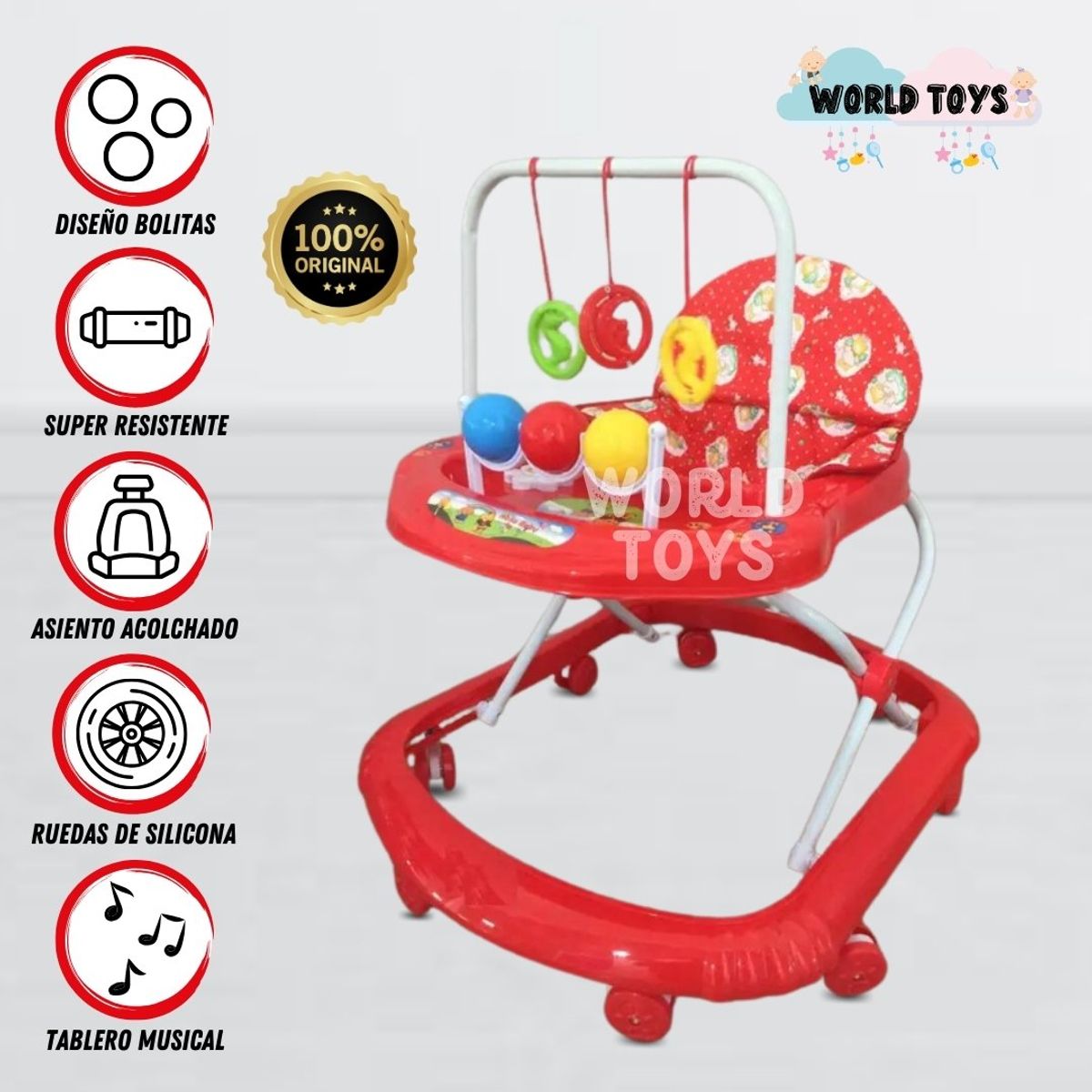 BABY HAPPY - Andador Para Bebé Baby Happy «BOLITAS II»  RED