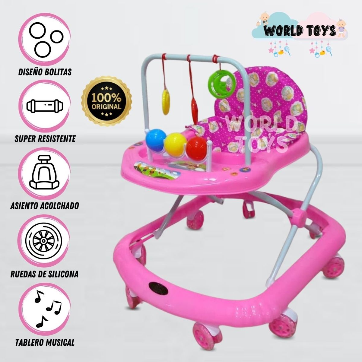 BABY HAPPY - Andador Para Bebé Baby Happy «BOLITAS II»  PINK