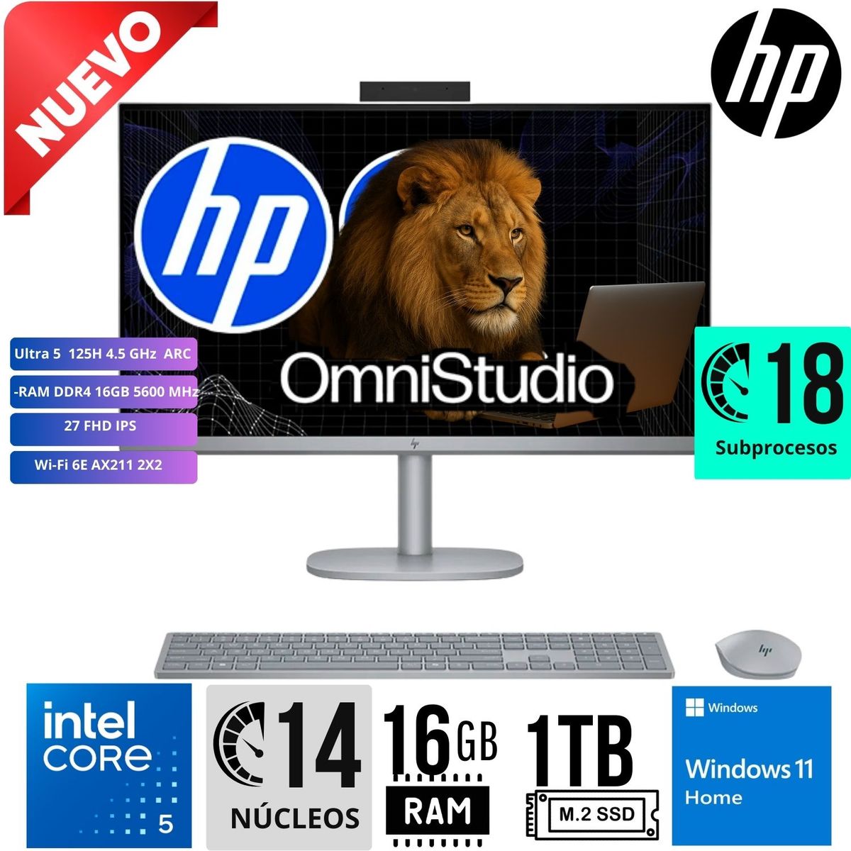 HP - ALL-IN-ONE HP OMNISTUDIO X CS0252LA 27" FHD ULTRA 5 125H RAM 16GB SSD 1TB WIN 11