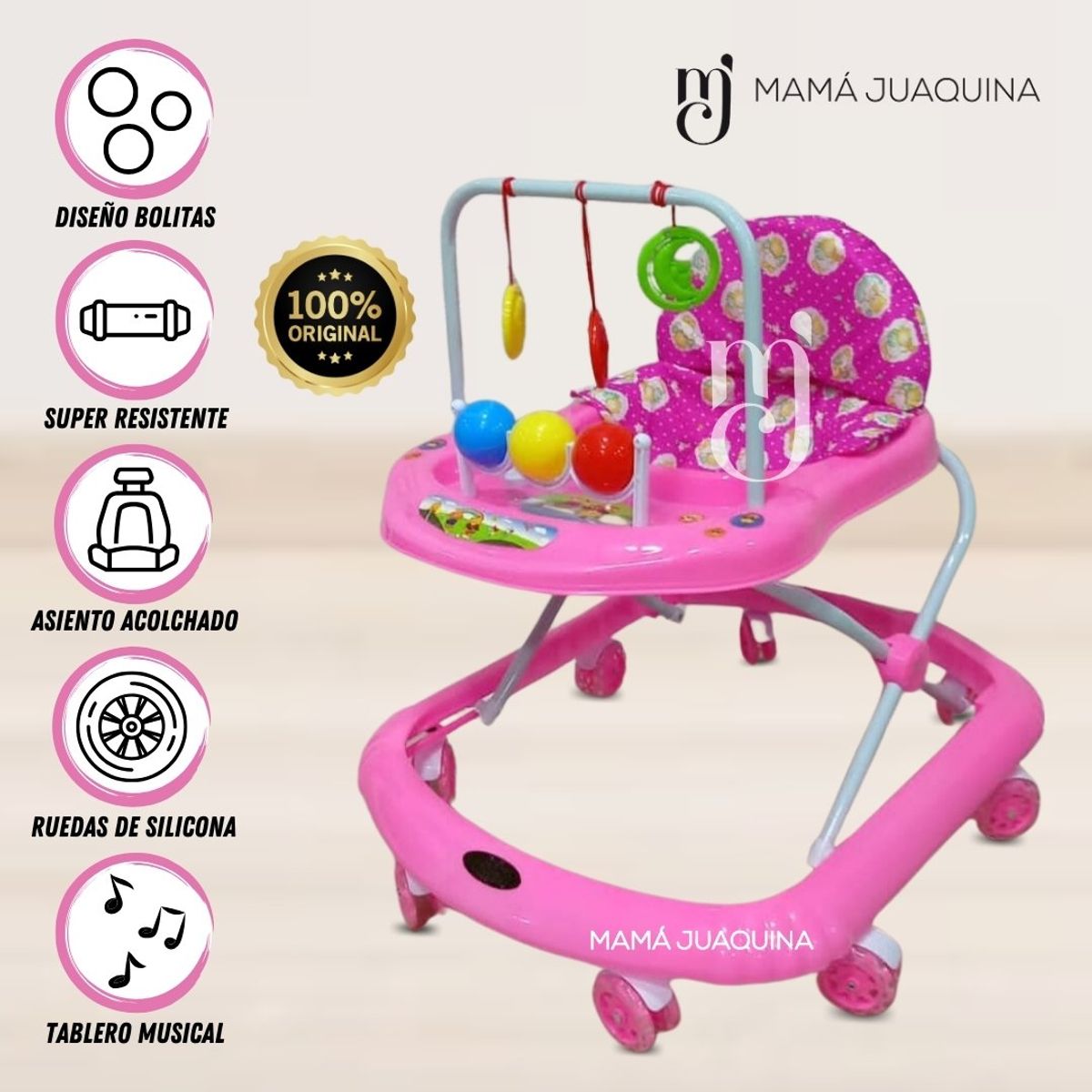BABY HAPPY - Andador Para Bebé Baby Happy «BOLITAS II» Pink