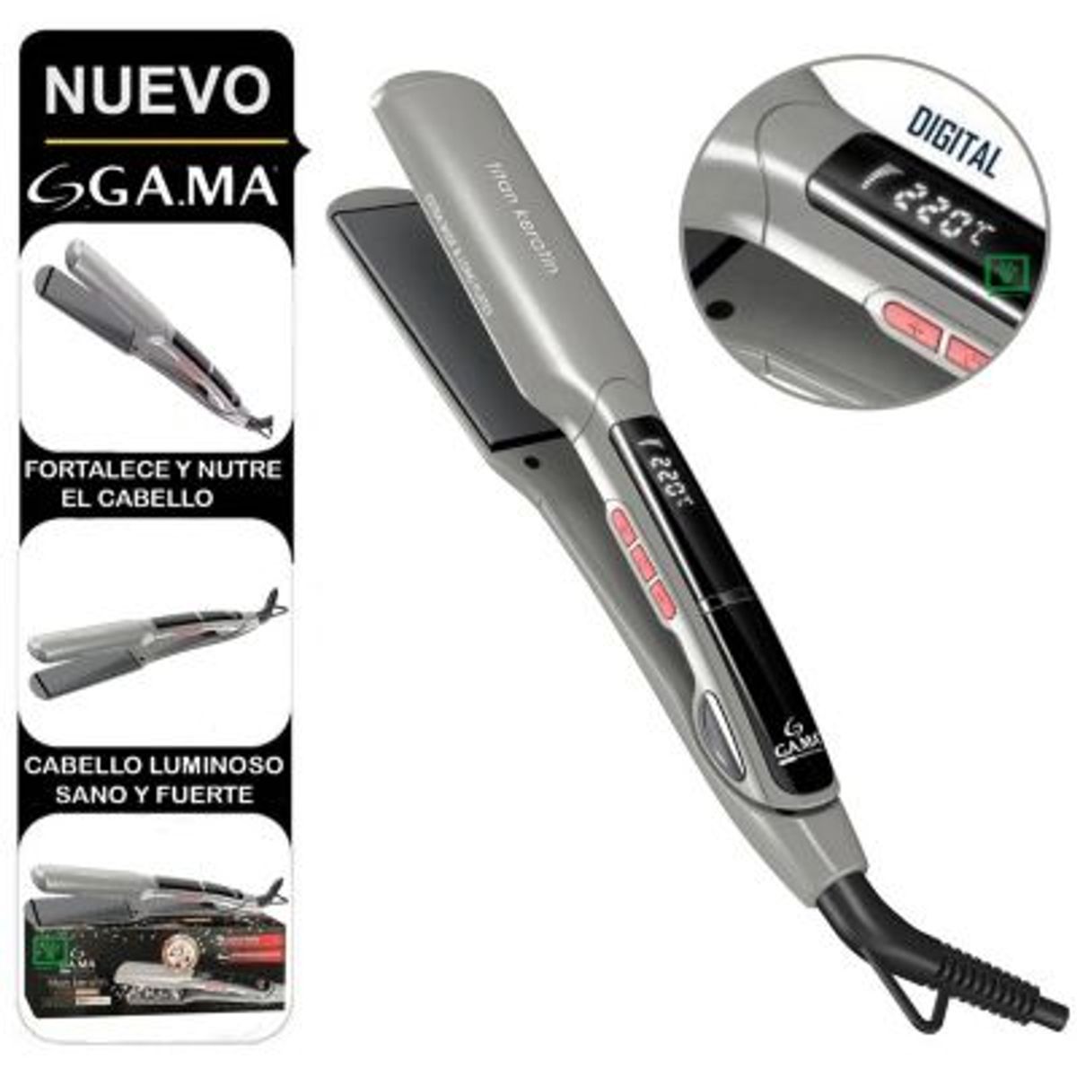 GAMA - Plancha Alisadora Gama Titan Keratin Xwide Digital 450°F 230°C