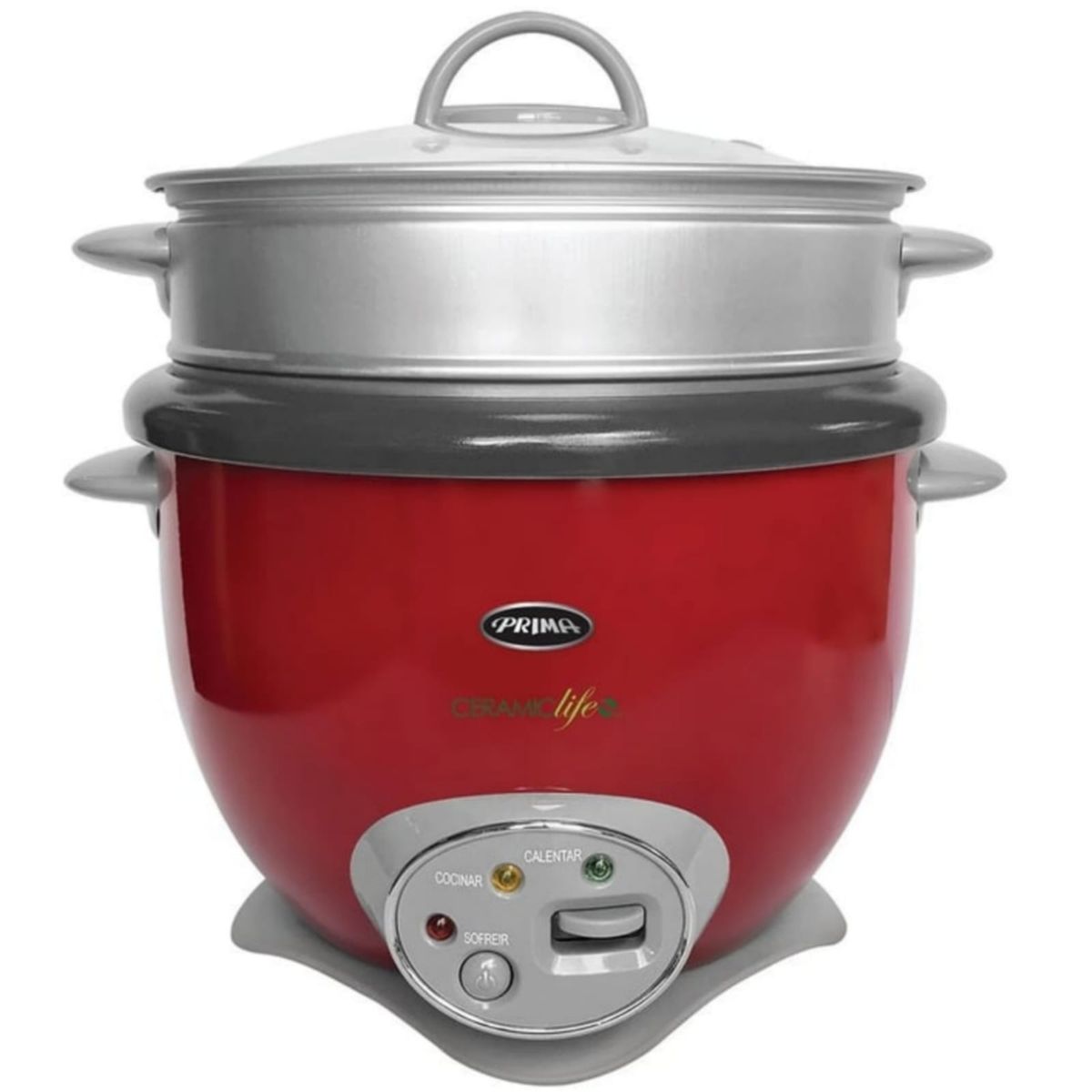 PRIMA - Olla Arrocera Función Sofrito con Vaporera PRIMA 1.8 Litros 700W ROJO