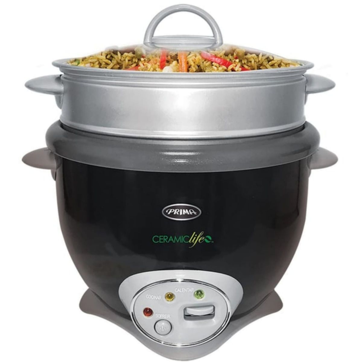 PRIMA - Olla Arrocera Función Sofrito con Vaporera PRIMA 1.8 Litros 700W NEGRO