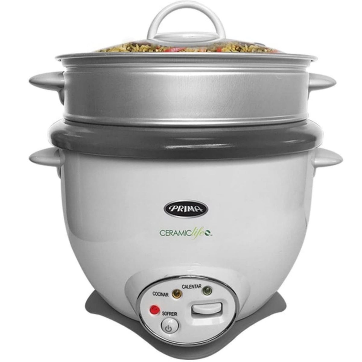 PRIMA - Olla Arrocera Función Sofrito con Vaporera PRIMA 1.8 Litros 700W BLANCO