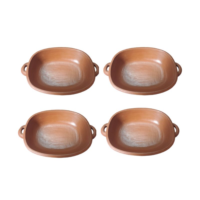 ACHALLAY ARTESANIA DE BARRO - Set de Platos de Barro Artesanal 4 Piezas