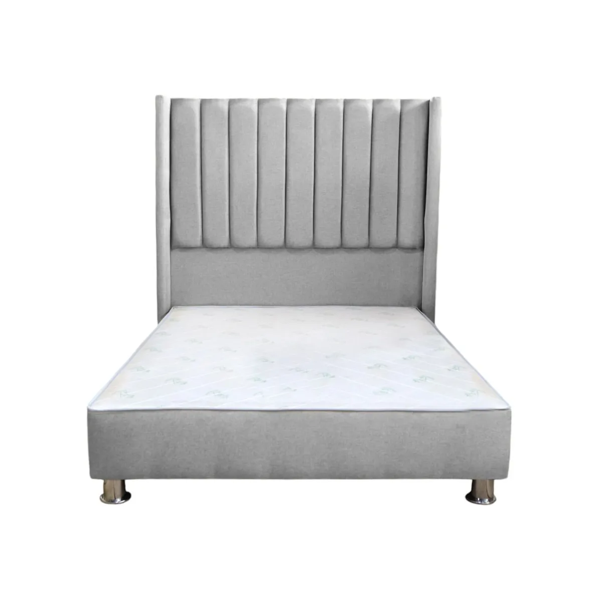 MUEBLES MACRUMO - Cama tapizada Barcelona Brazo Recto - 2 Plz - color gris plata