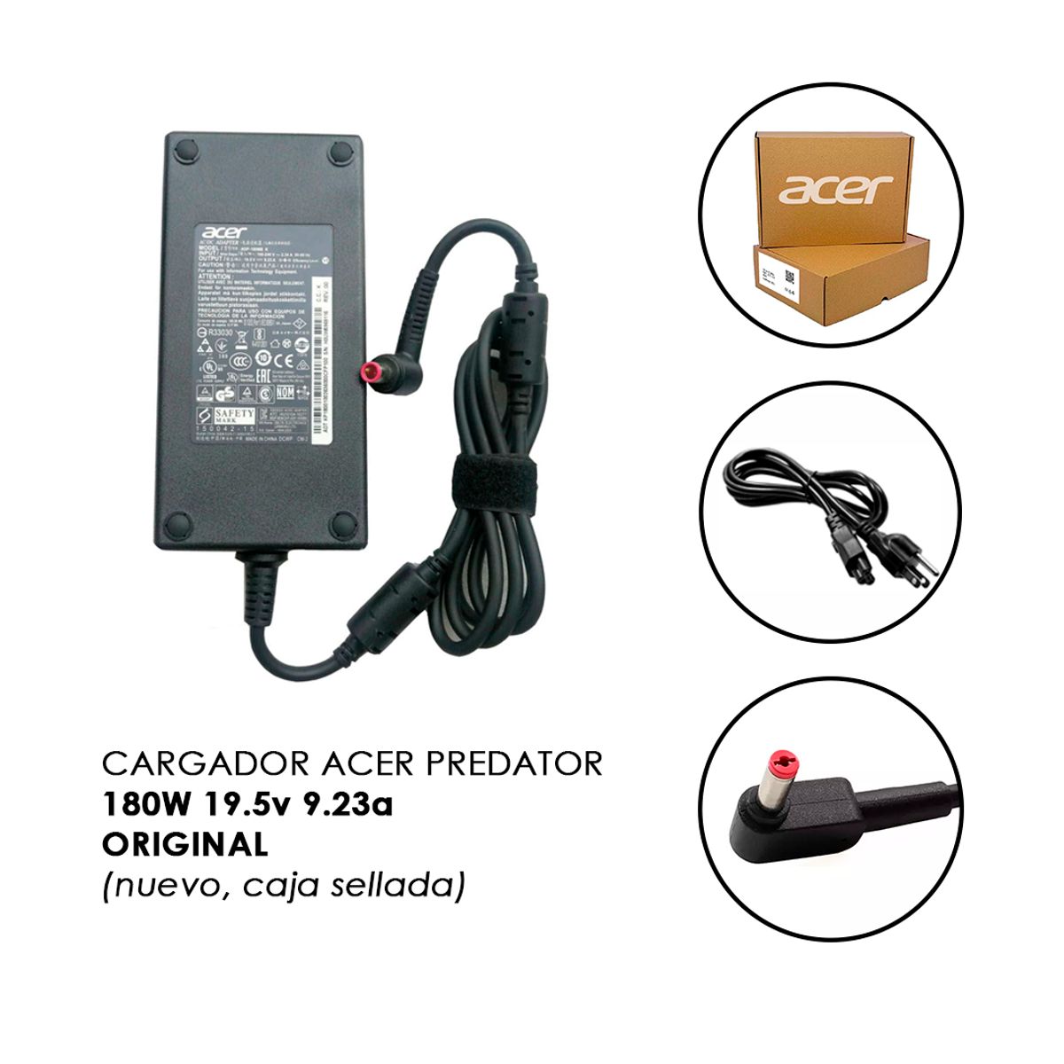 OEM - Cargador ACER PREDATOR 180w 19-5v 9-23a NUEVO ORIGINAL