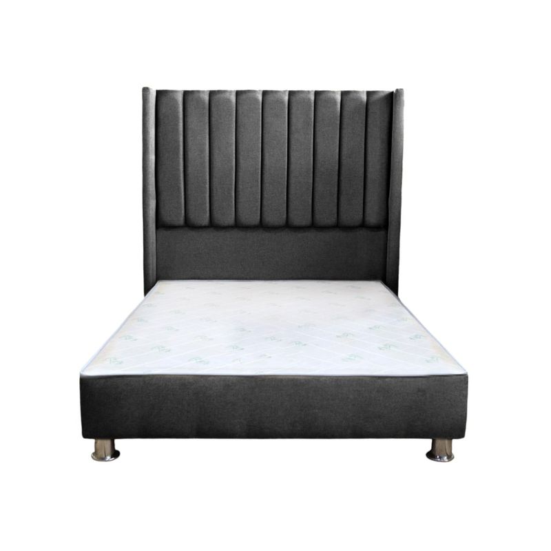 MUEBLES MACRUMO - Cama tapizada Barcelona Brazo Recto - 2 Plz - color plomo