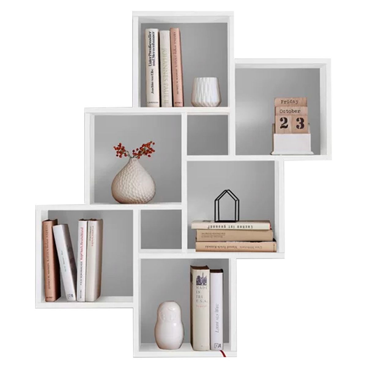 GENERICO - Repisa Flotante Melamina 6 Divisiones 94x81x20cm Blanco