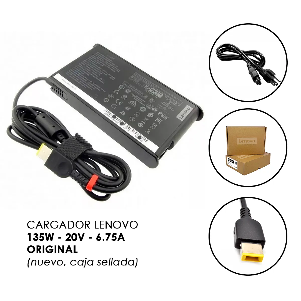 OEM - Cargador Lenovo Usb 135w 20v 6-75a SLIM