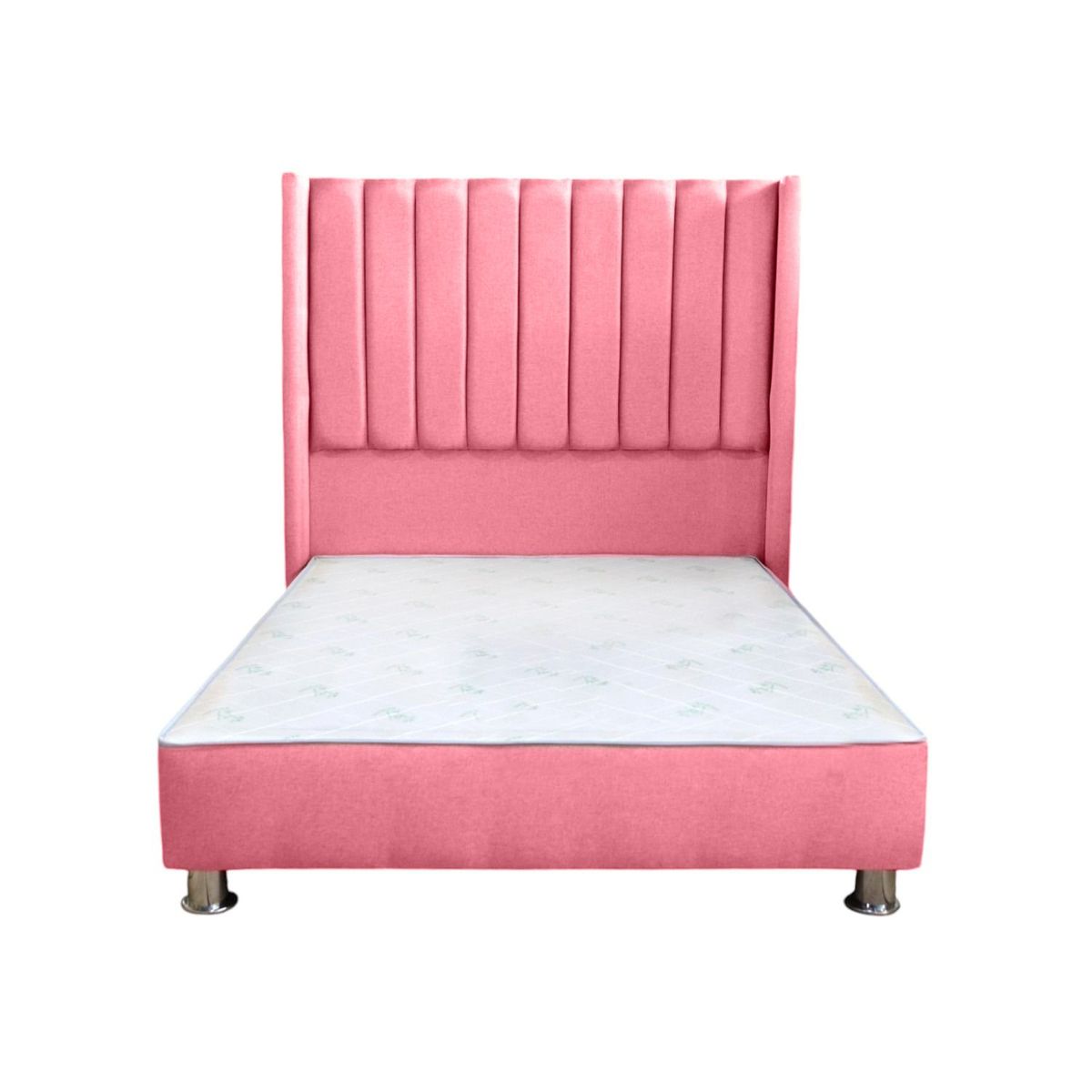 MUEBLES MACRUMO - Cama tapizada Barcelona Brazo Recto - 2 Plz - color rosado