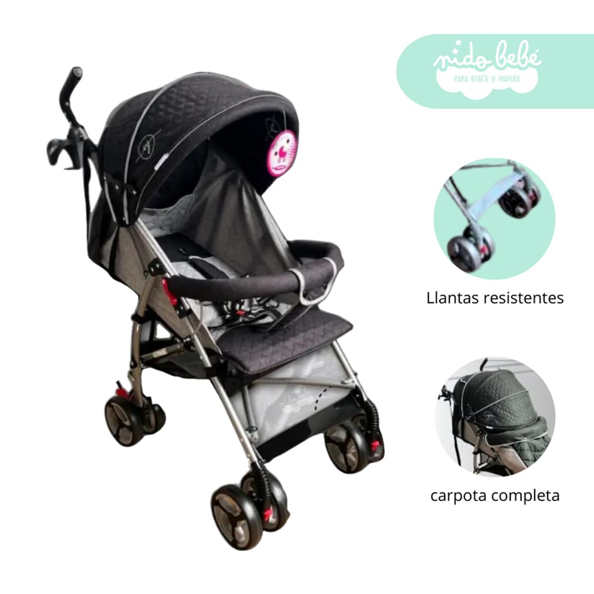 GENERICO - Coche baston de bebe modelo rey Negro