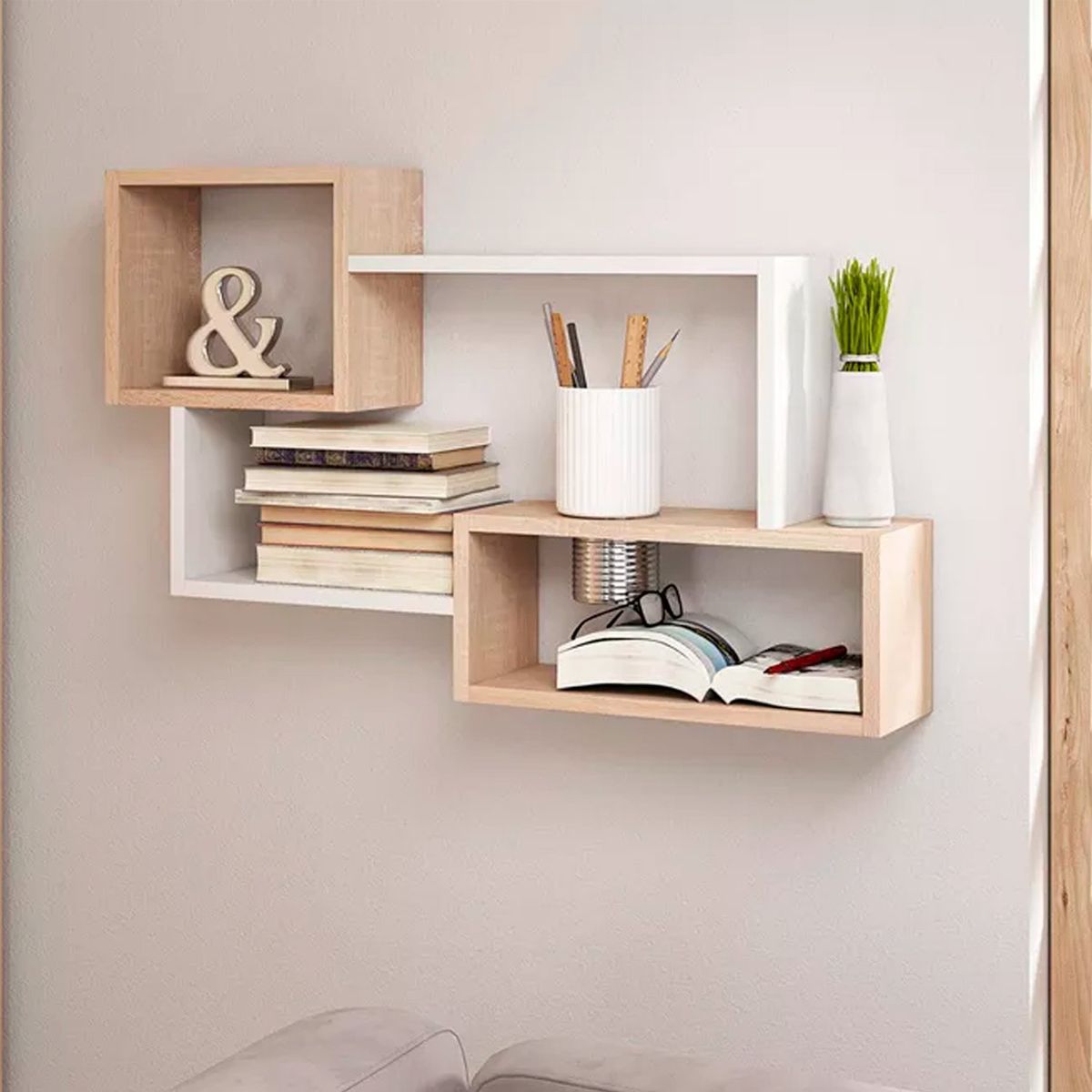 GENERICO - Repisa Flotante Melamina 87x54x18cm Duna-Blanco