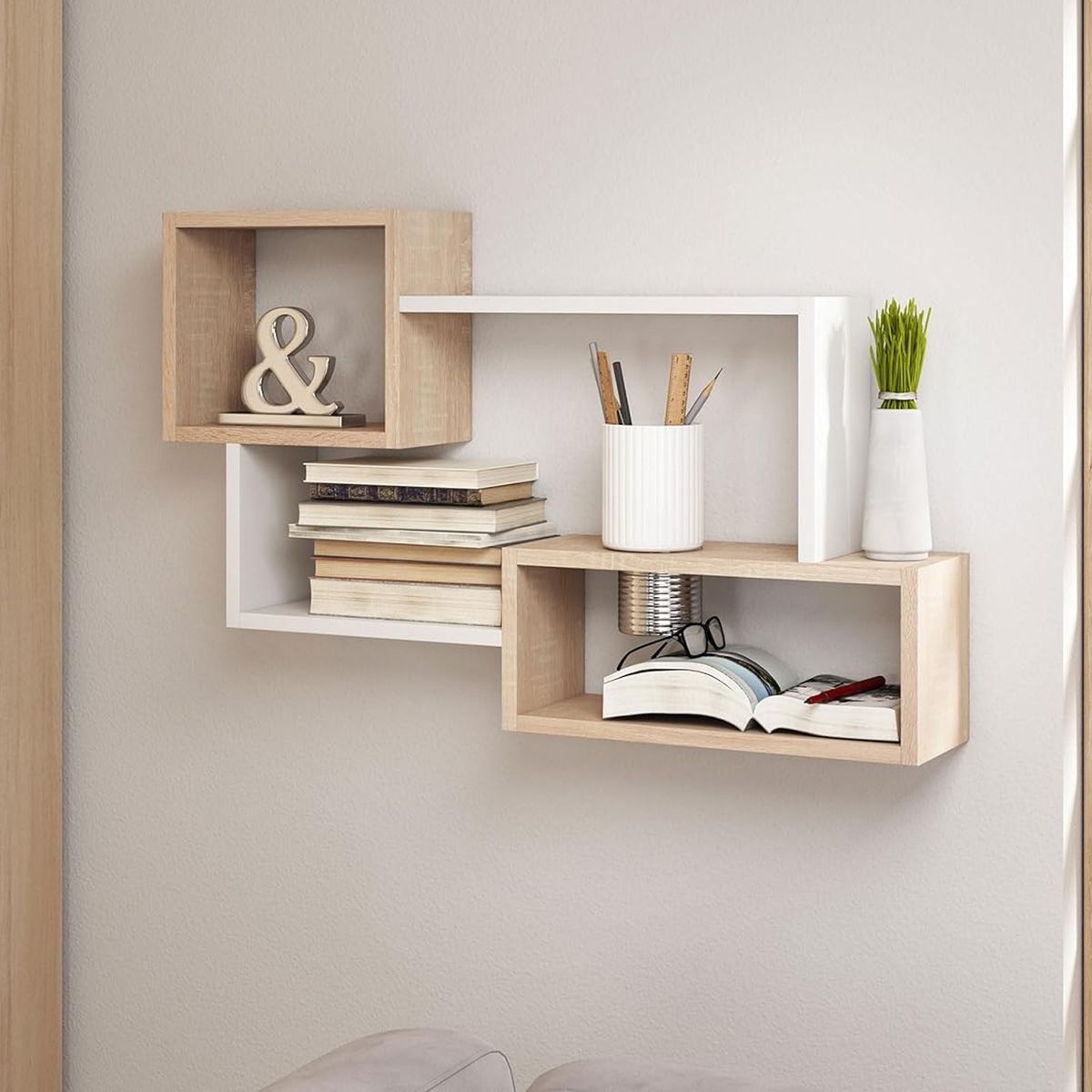 GENERICO - Repisa Flotante Melamina 87x54x18cm Duna-Blanco