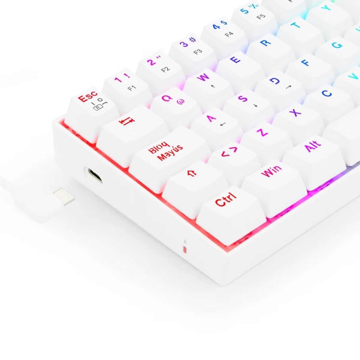 REDRAGON - Teclado Mecánico REDRAGON DRAGONBORN K630W-RGB White 60% Switch Brown