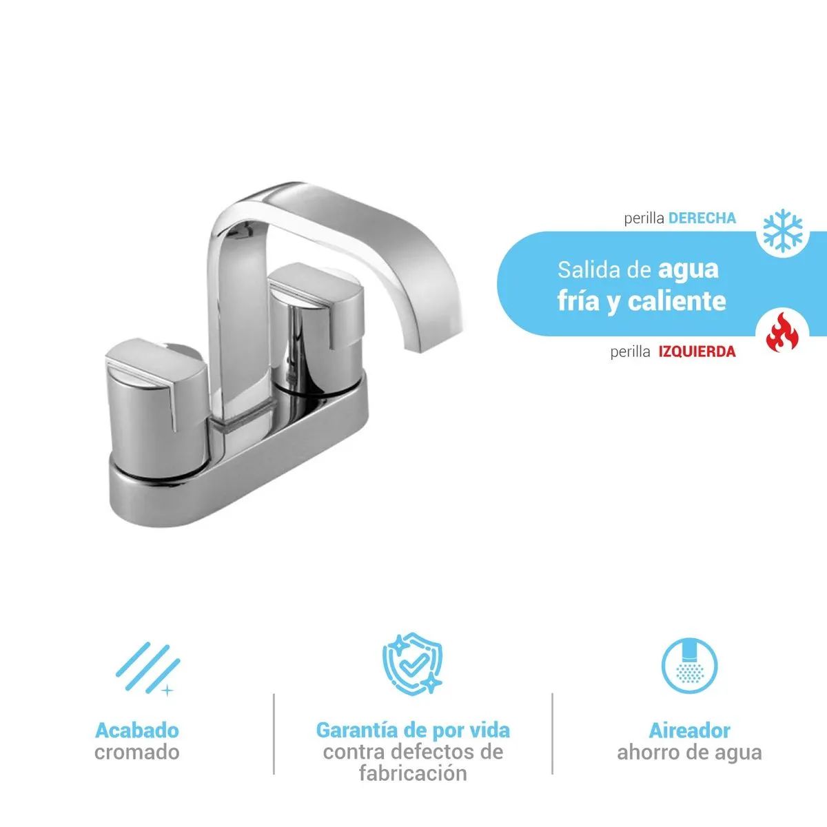 ITALGRIF - Mescladora Monocomando para Baño  Cromado