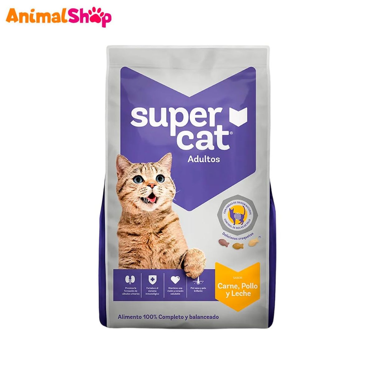 SUPERCAT - Comida Para Gato Adulto Supercat Carne Pollo Leche 1Kg