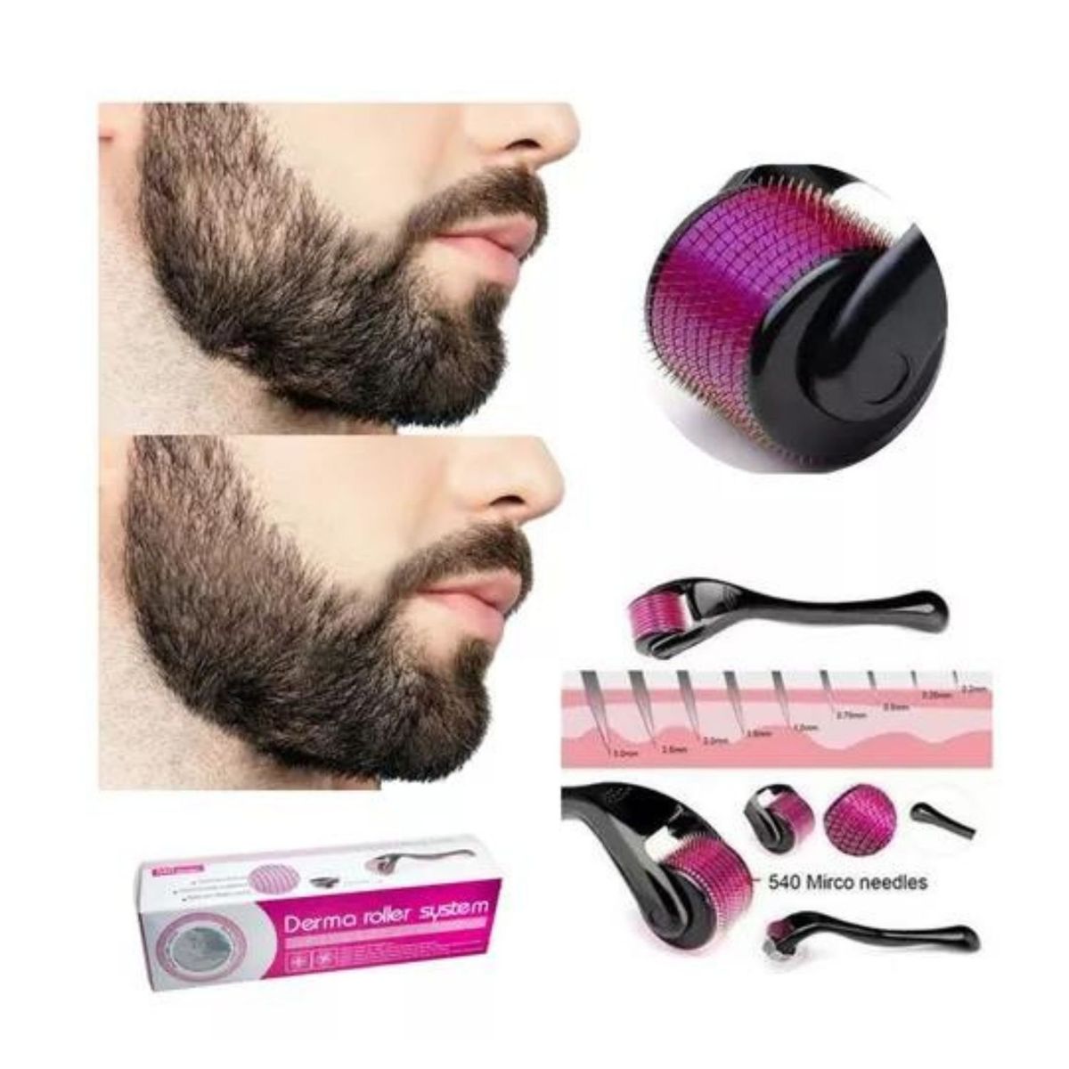 ROSH - Derma Roller Rodillo para la Piel Barba y Cabello 05mm