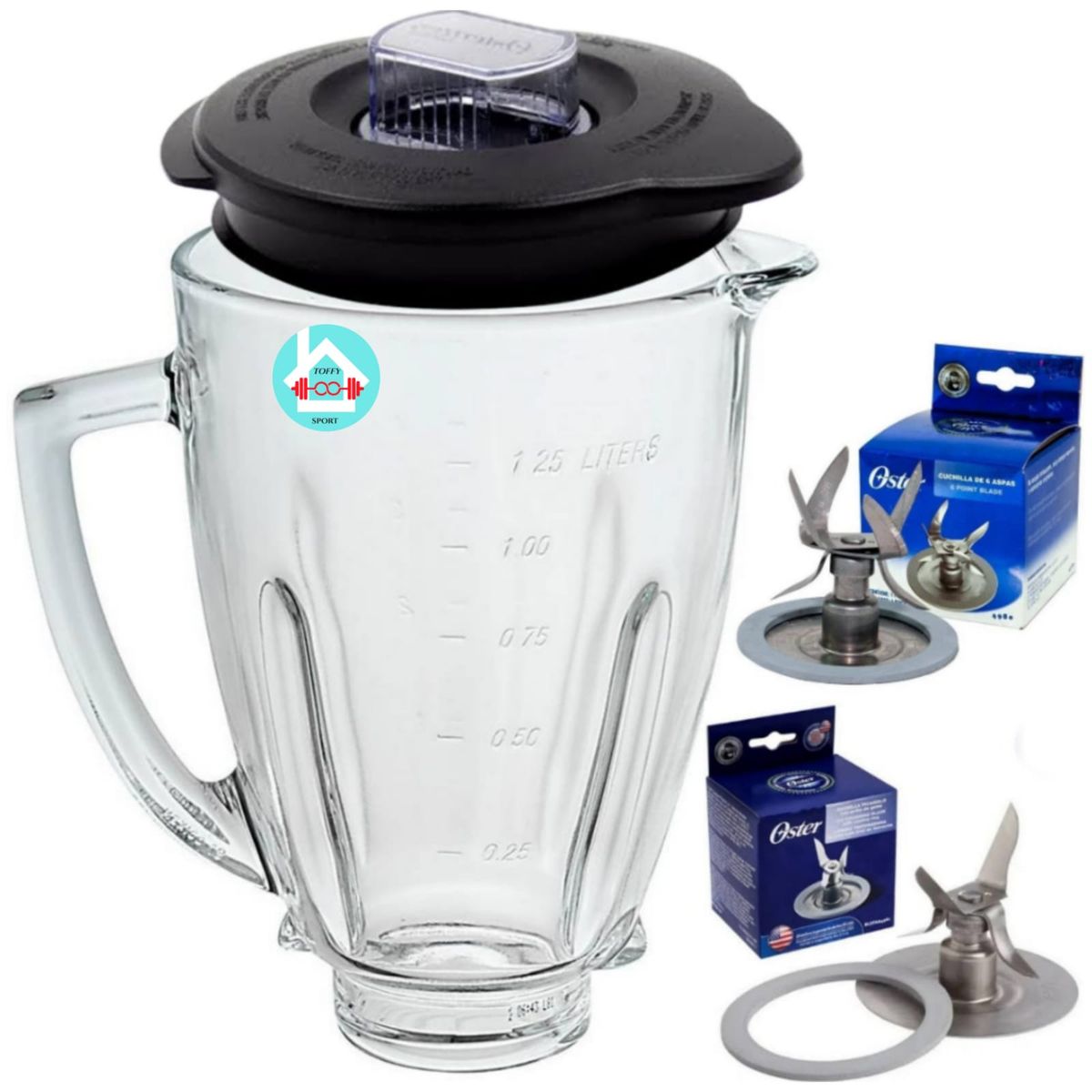 OSTER - Vaso con tapa + cuchilla 6 aspas y 4 aspas OSTER