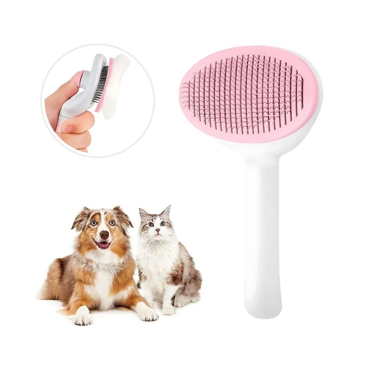 OEM - Cepillo Peine  para Mascotas con Botón Quita Pelos