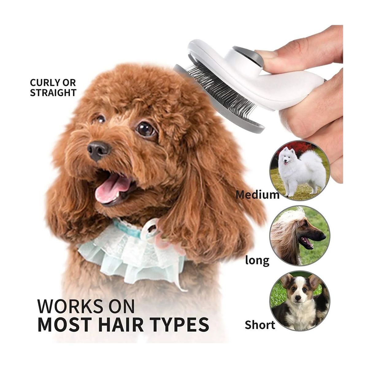 OEM - Cepillo Peine  para Mascotas con Botón Quita Pelos