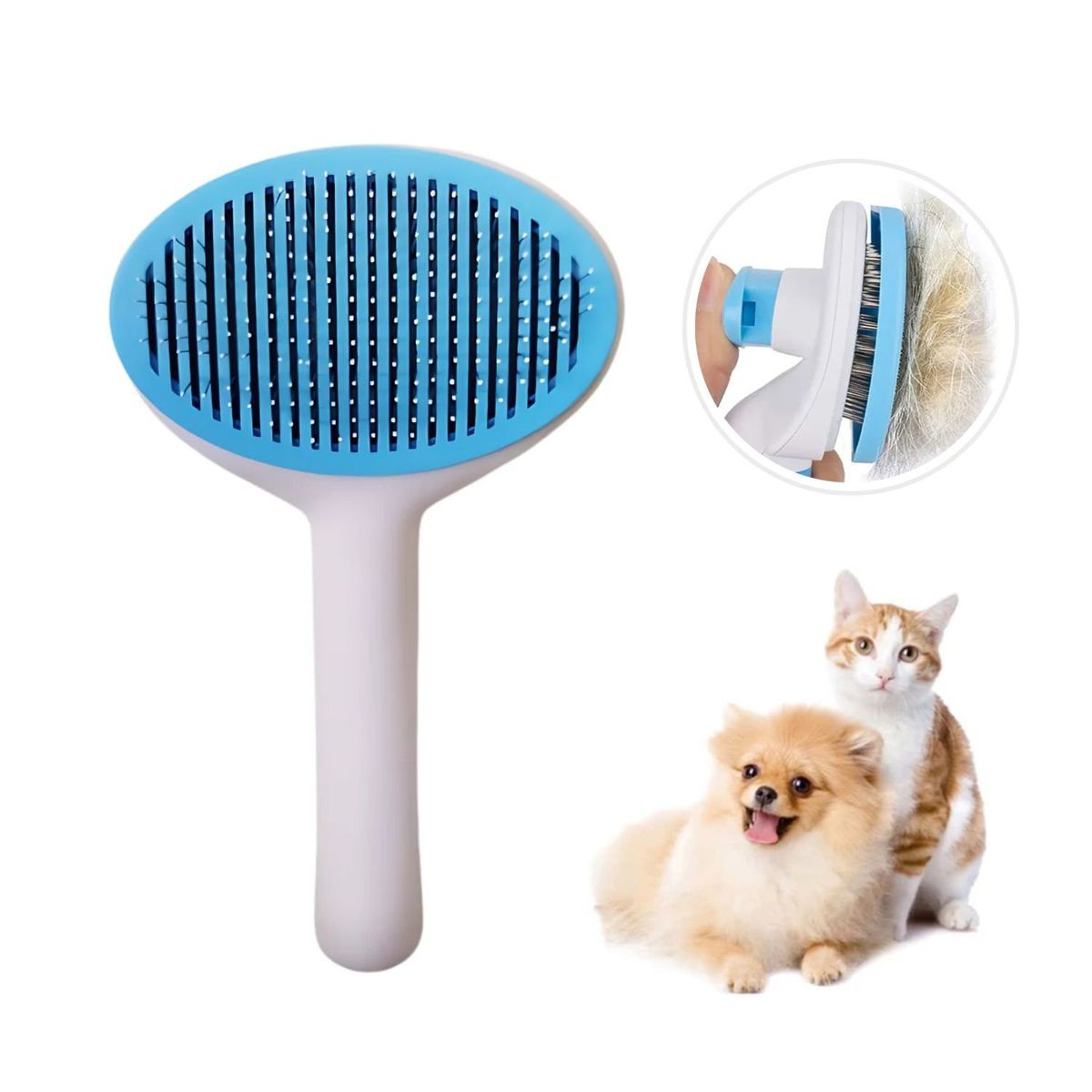 OEM - Cepillo Peine  para Mascotas con Botón Quita Pelos