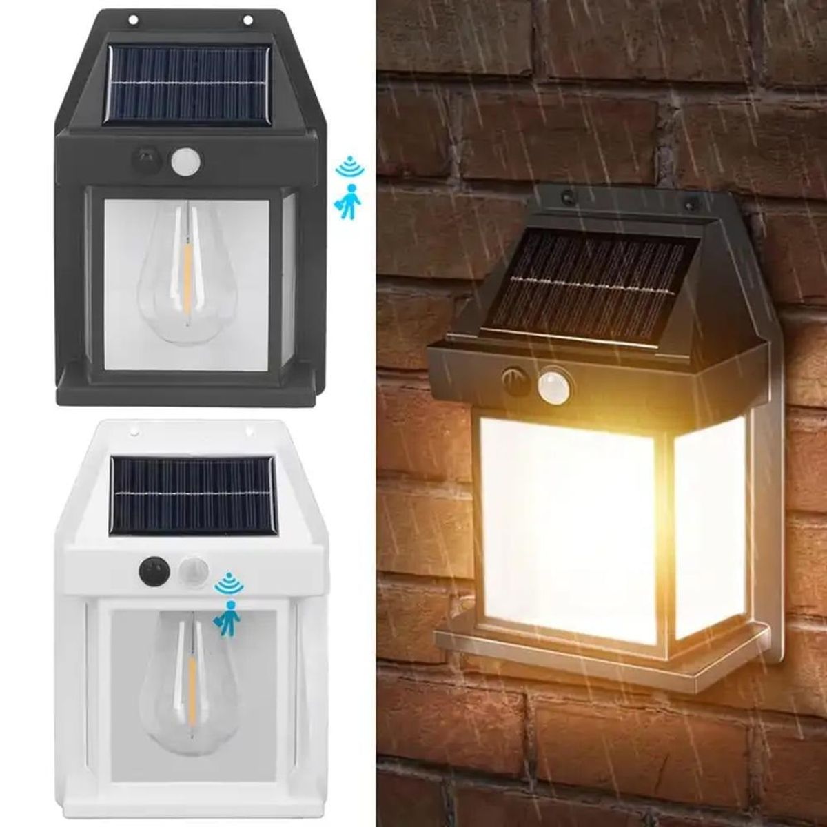 GENERICO - Foco Lampara de pared con panel solar con sensor de movimiento