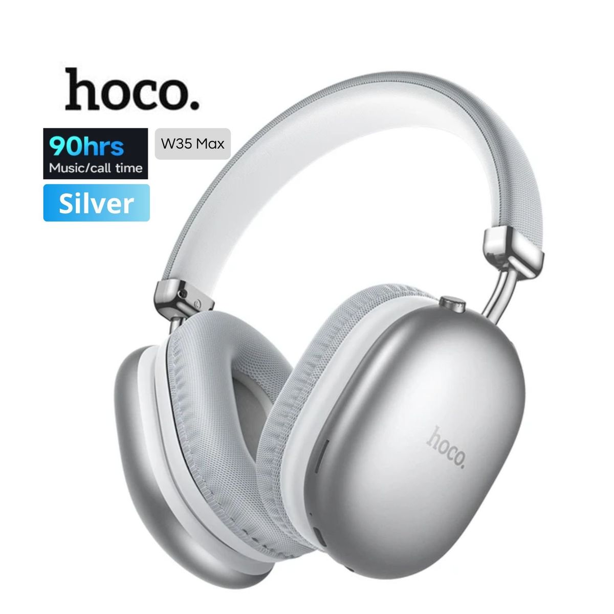 HOCO - Audífono Bluetooth Inalámbrico Hoco W35 Max 90 Horas - Silver