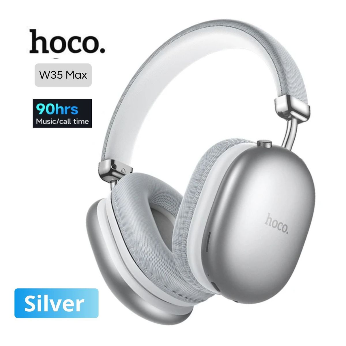 HOCO - Audífono Bluetooth Inalámbrico Hoco W35 Max 90 Horas - Silver