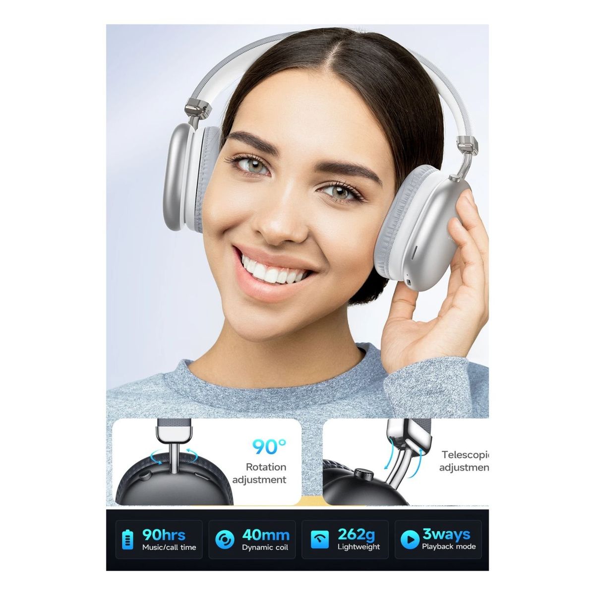 HOCO - Audífono Inalámbrico  Bluetooth 5.3  Hoco W35 MAX - 90 Horas