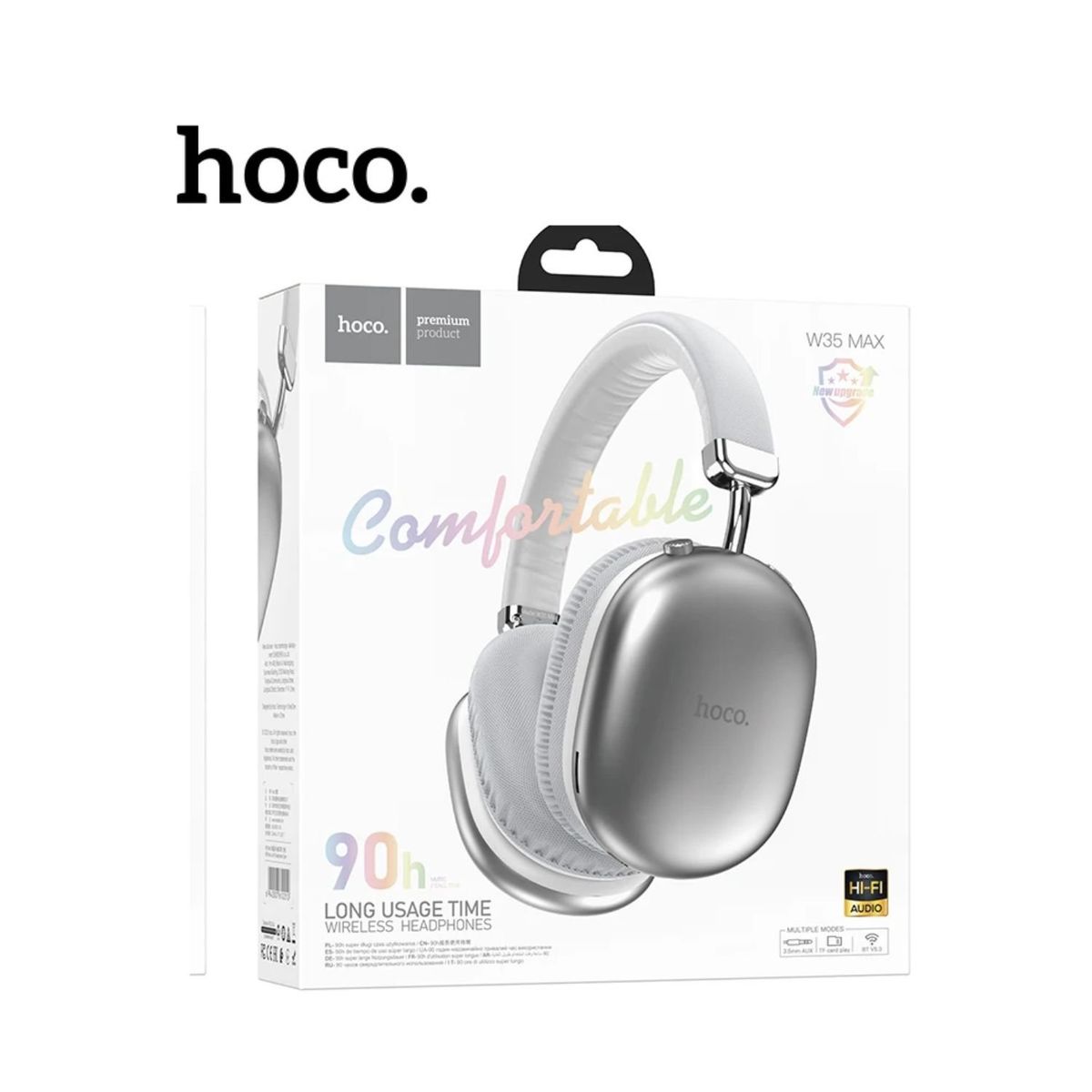 HOCO - Audífono Bluetooth Inalámbrico Hoco W35 Max 90 Horas - Silver