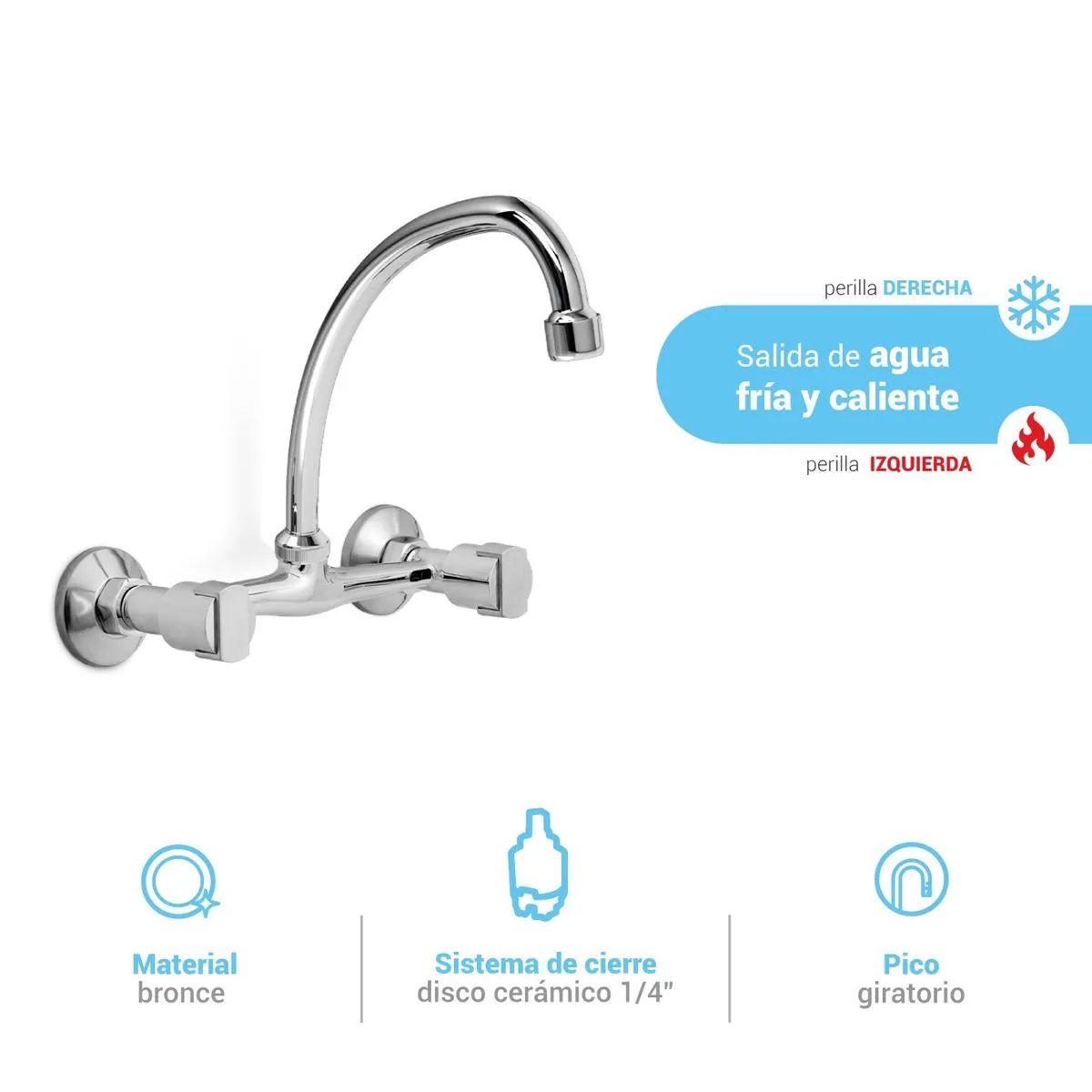 ITALGRIF - Mescladora Tipo Ganso para Cocina Cromado Italgrif