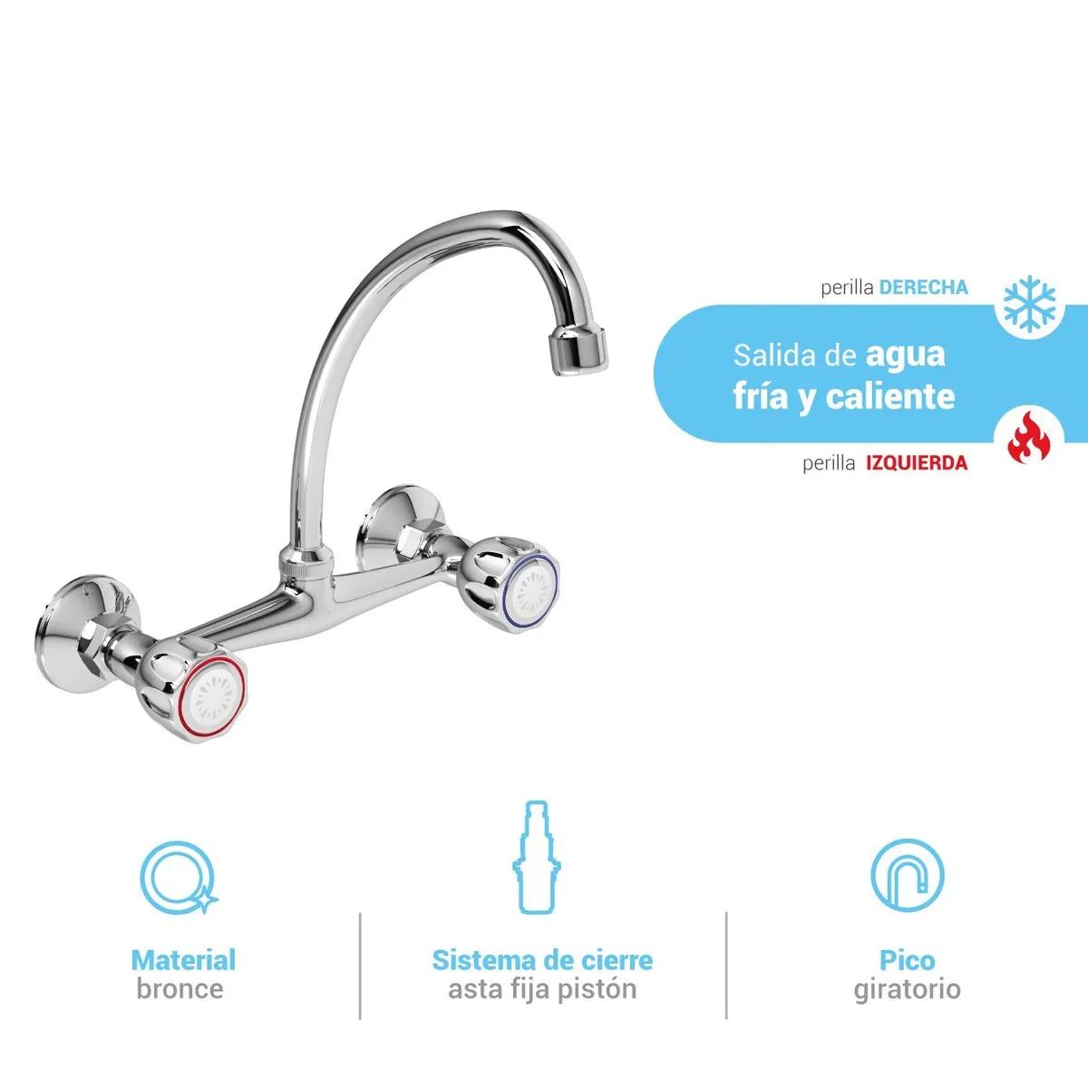 ITALGRIF - Mescladora Tipo Ganso para Cocina Cromado Italgrif