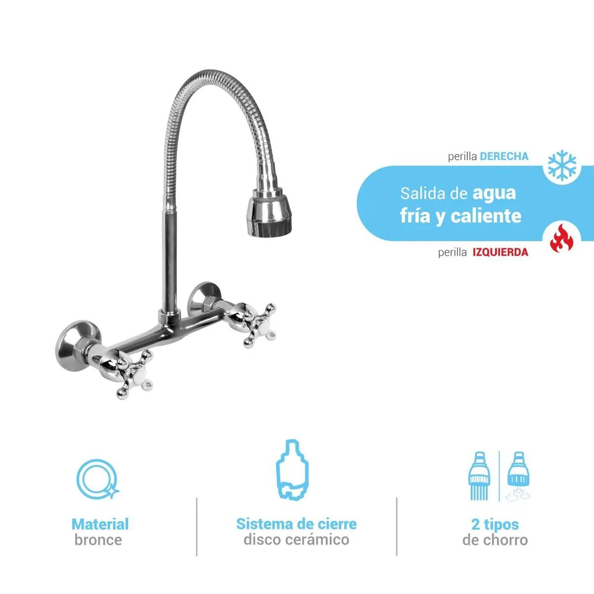 ITALGRIF - Mescladora Tipo Ganso para Cocina Cromado Italgrif