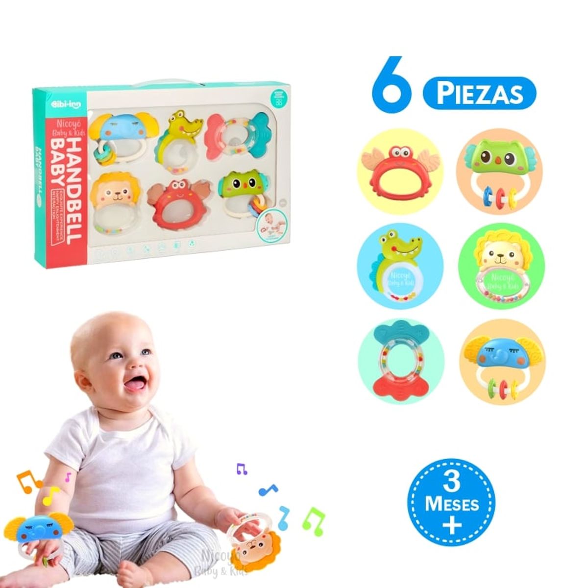 BIBI - Set de 6 Sonajeros y Mordedores: Estimulación para Bebés
